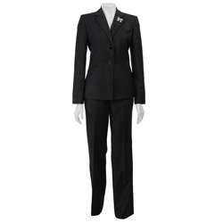 Calvin Klein Womens Double Collar Pinstripe Pant Suit  