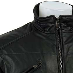 Calvin Klein Mens Black Leather Jacket  