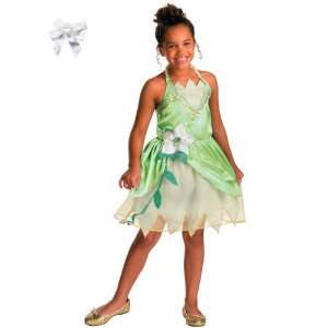  Princess Tiana Dress up Costume and Hair bow Size 7 8 Toys & Games