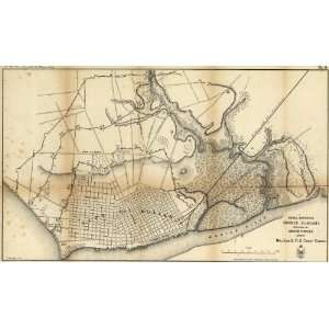  Civil War Map Rebel defences, Mobile, Alabama, occupied by 