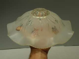 Antique Frosted Glass Floral Ceiling Fixture Shade Lamp  