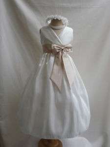 NEW IVORY CHAMPAGNE WEDDING FLOWER GIRL DRESS 1  1 4  