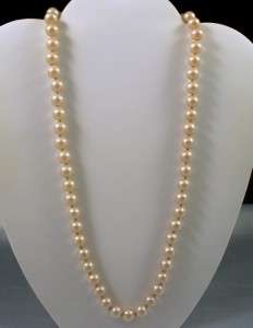 VTG Champagne Glass Pearl Necklace Hand Knotted 30L  