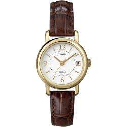 Timex Womens Classic Brown Leather Strap Watch  