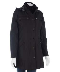 London Fog Womens Coat with Plaid Lined Hood  