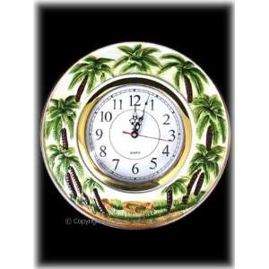  Palm Tree Ceramic Tropical Hawaiian Wall Kitchen Clock 