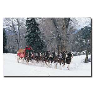 BUDWEISER Giclee 24x32 Canvas Art Clydesdales in Winter  