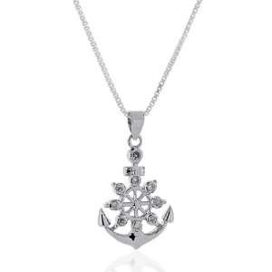  Sterling Silver CZ Anchor Pendant TrendToGo Jewelry