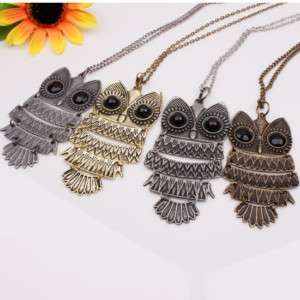 4pcs Wholesale Vintage OWL Pendant Long Chain Necklaces  