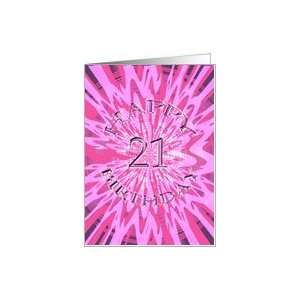  Pink funky Birthday card, twenty one years old Card Toys & Games