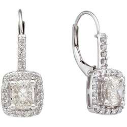 14k White Gold 1ct TDW Diamond Dangle Earrings (H I, SI2 I1 
