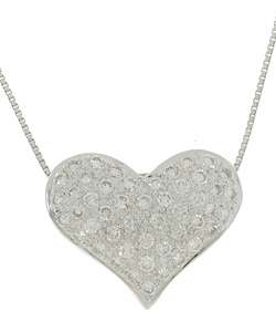 18k White Gold 1/2ct TDW Diamond Pave Heart Necklace (H I, S I2 