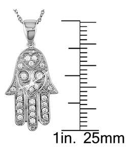 14k White Gold 1/5ct TDW Diamond Hamsa Necklace  