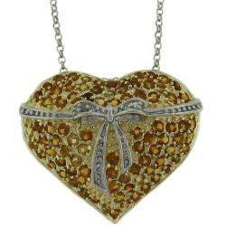 Sterling Silver Citrine and Diamond Accent Heart Necklace   