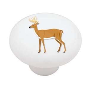 Standing Deer Decorative High Gloss Ceramic Drawer Knob  