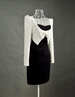   Fashion Elegant OL Ladys Black&White Dress Fake Two Long Sleeves Suit