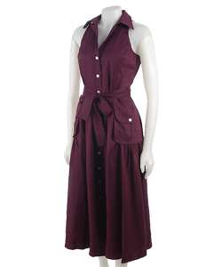 Famous NY Maker Sleeveless Shirt Dress w/ Sash  