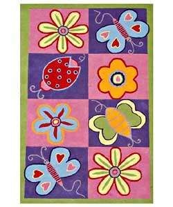 Hand tufted Flowers and Butterflies Kids Rug (4 x 6)   