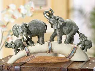 Elephant Parade And Horn Sculpture Home Decor  