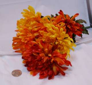 LOT 10 Mixed Dp Orange Silk Flower Pompom 16 1/2 Orange Wedding Home 