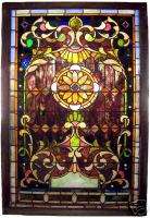 Stunning 19th C. American Stained Glass Landing Window  