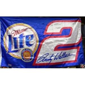    Rusty Wallace Large Miller Lite Silk Pit Flag 