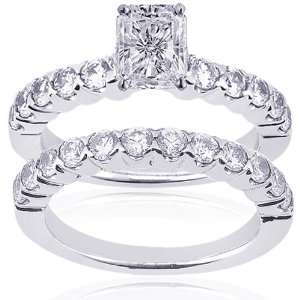  2.45 Ct Radiant Cut Bella Diamond Engagement Wedding Rings 