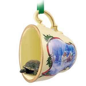  Turtle Sleigh Ride Tea Cup Christmas Ornament