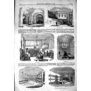  1850 NEWGATE PRISON CELL CHAPEL DINING WARD PRINT