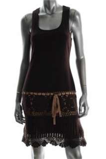 FAMOUS CATALOG Moda Brown Casual Dress Crochet Sale M  