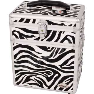 High Quality Zebra Print Textured Large Cosmetic Train Case / Makeup 