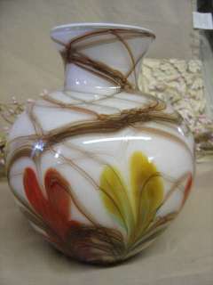 Fenton Art Glass 2007 Dave Fetty Feather Vase  