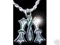 Gothic Letter M Charm Initial Sterling Silver Pendant  