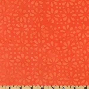  44 Wide Corfu Batik Floral Orange Fabric By The Yard 