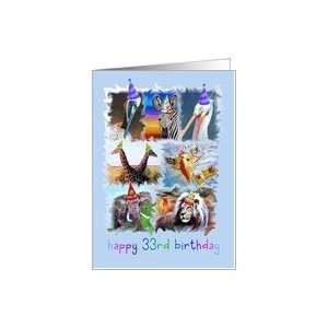  Colorful 33rd Birthday Zoo Animals Card Toys & Games
