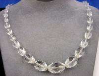 Vintage Graduated Size Facet Cut Crystal Bead Necklace  