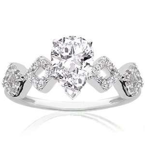  .70 Ct Pear Shape Diamond Intertwined Pave Engagement Ring 