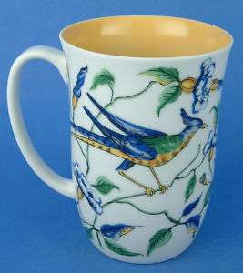  Fitz Floyd Blue Yellow Bird Flowers Mug  