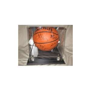 Basketball / Soccer Ball Display Case w/ Black Leather Base & Mirrored 