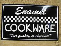 Vintage look Black & white Enamel Cookware tin Sign  