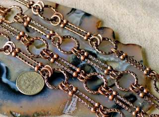 Antique Copper Plated Metal Chain Large Filigree Necklace Chain j52d 