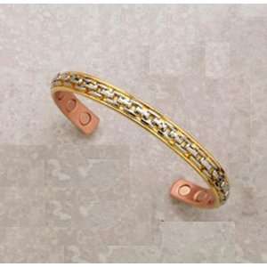  Copper Magnetic Bracelet, Gold Plated with Silver 1 