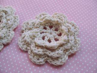 10 Large Crochet Spring Flower 2 1/2 Trim  Off White  