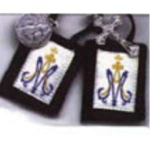   Brown Scapular with Blue and Gold Marian Emblem 