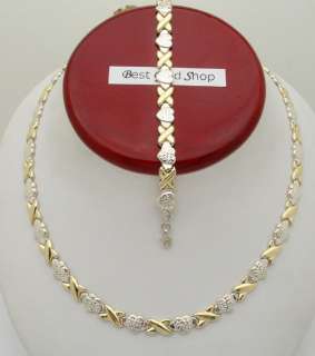 Diamond Cut Heart & Kisses Necklace 10K Yellow Gold  