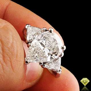 35ctw Platinum Pear Teardrop Cut Diamond Three (3) Stone Engagement 