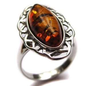   Amber and Sterling Silver Classic Ring Ian & Valeri Co. Jewelry
