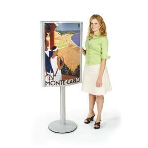   Sided Poster Stand for 24 x 36 Signs, Curved Ellipse Shape   Silver