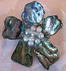 Paua Shell Flower Brooch   hand crafted with Shells fro