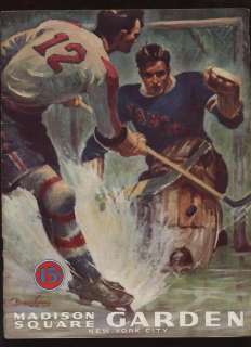 1941 NHL Program NY Americans @ New York Rangers EX  